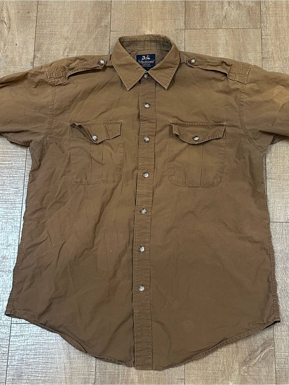 Men's Vintage Willis & Geiger Short-Sleeve Utility Shirt - Brown
